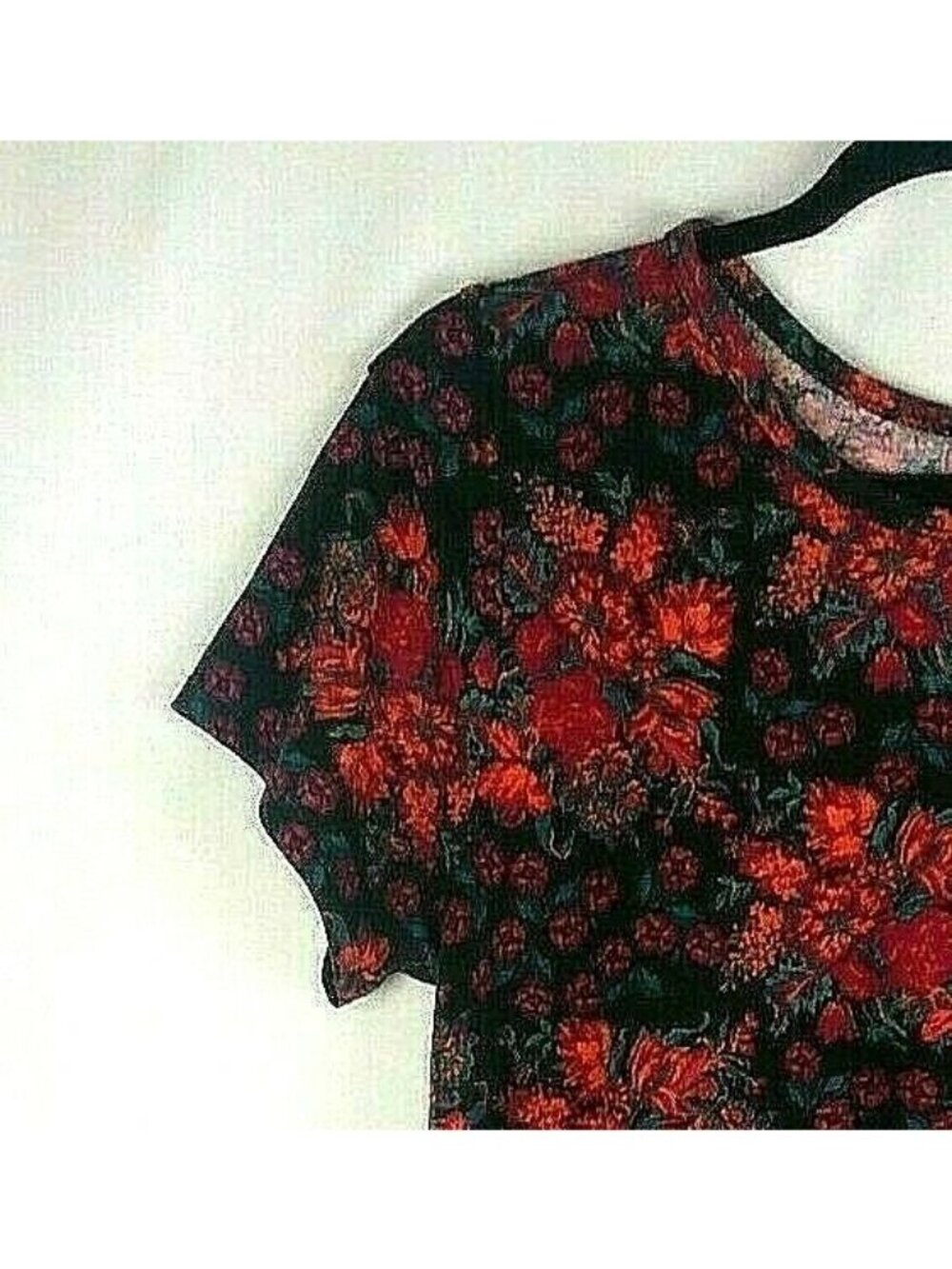 Lularoe Simply Comfortable Dress Flower Clusters Black Stretchy Hi Lo - Picture 4 of 7